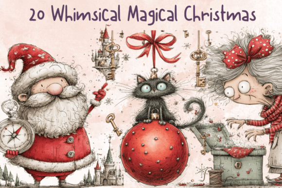 Whimsical Christmas Magical Clipart