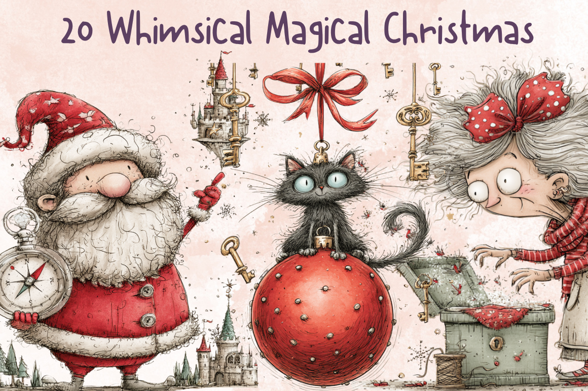 Whimsical Christmas Magical Clipart