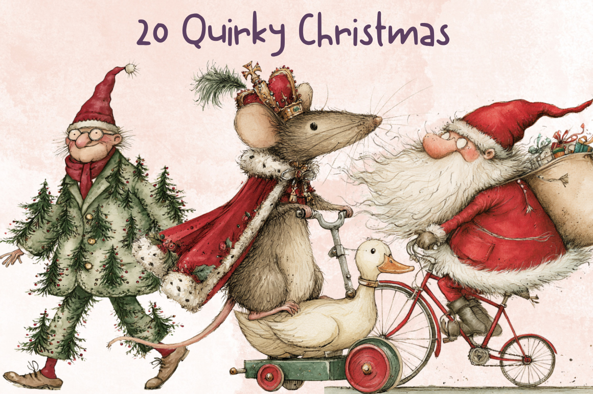 Whimsical Christmas Quirky Clipart