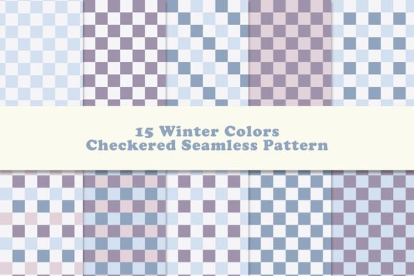 Winter Blue Purple Checkered Pattern