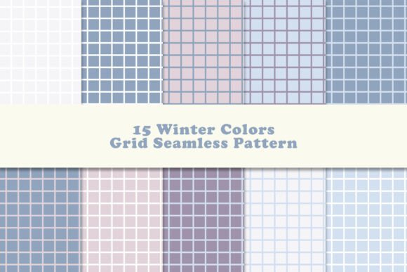 Winter Blue Purple Grid Pattern