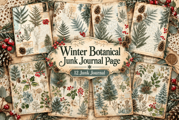Winter Botanical Junk Journal Page