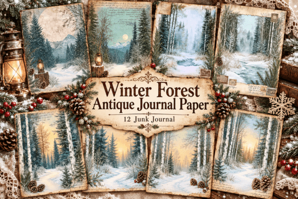 Winter Forest Antique Journal Paper