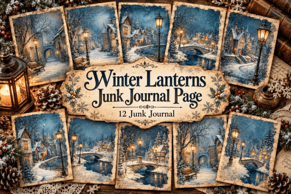 Winter Lanterns Junk Journal Page