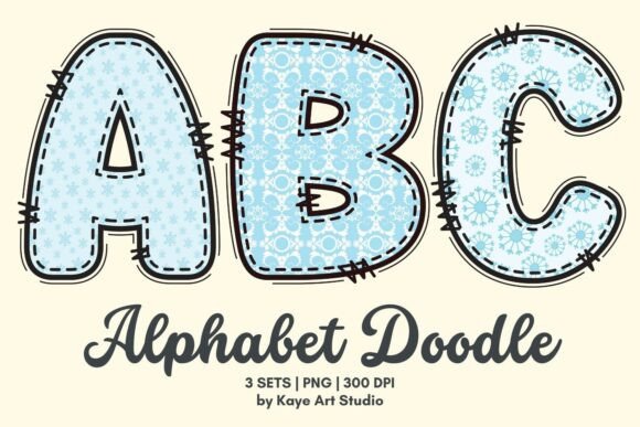 Winter Pattern Alphabet Clipart PNG Graphic Illustrations By kayeartstudio