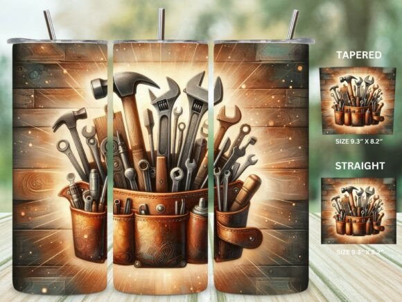 Wood Handyman Tool Belt Tumbler Wrap