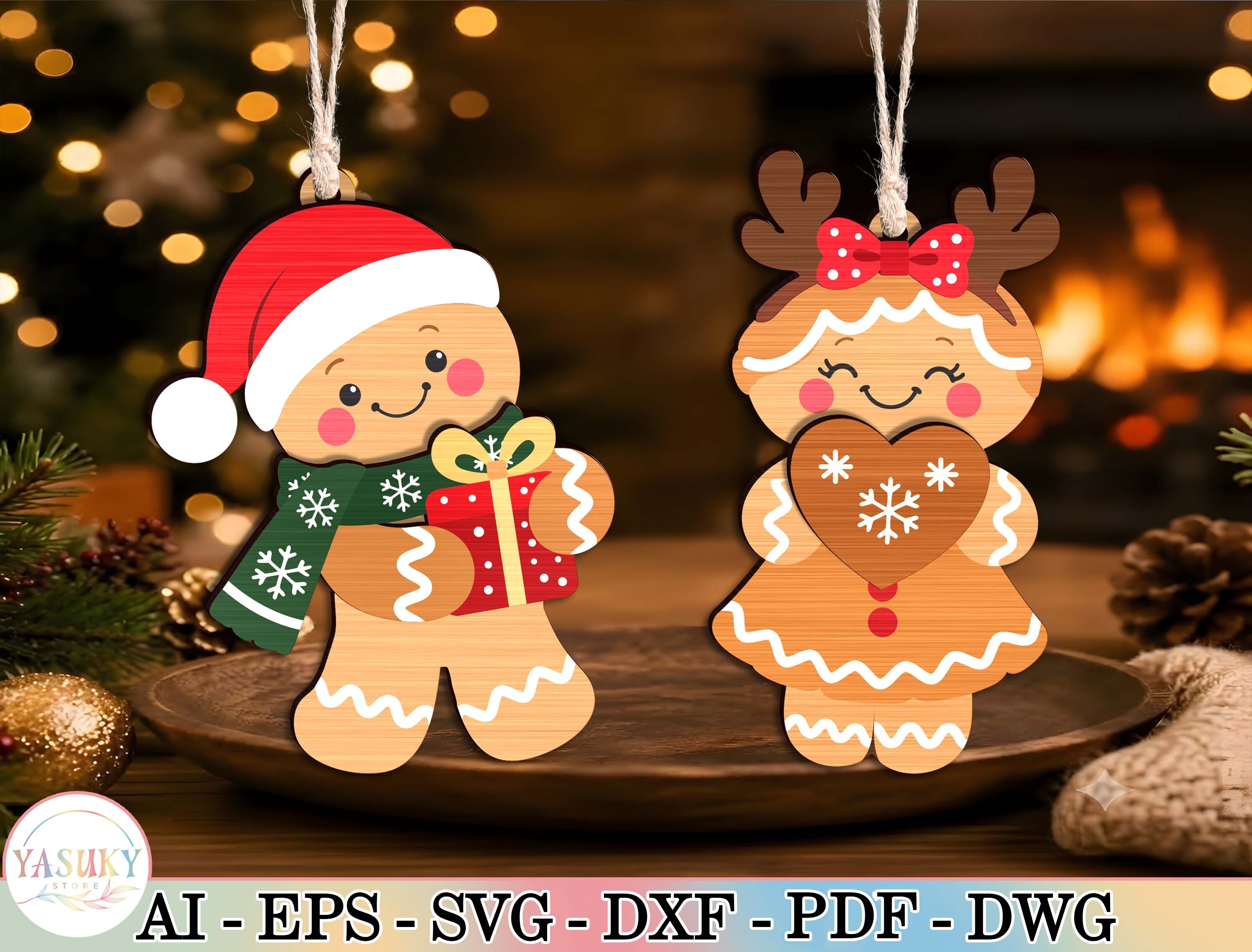 Xmas Gingerbread Ornament SVG Bundle
