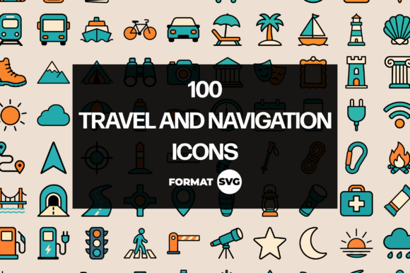 100 Travel and Navigation Icons