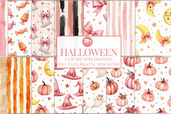 20+ Pastel Halloween Digital Papers PNG