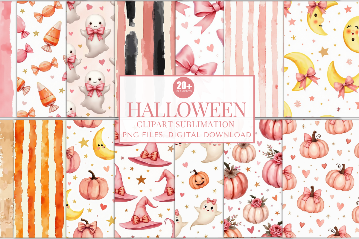 20+ Pastel Halloween Digital Papers PNG