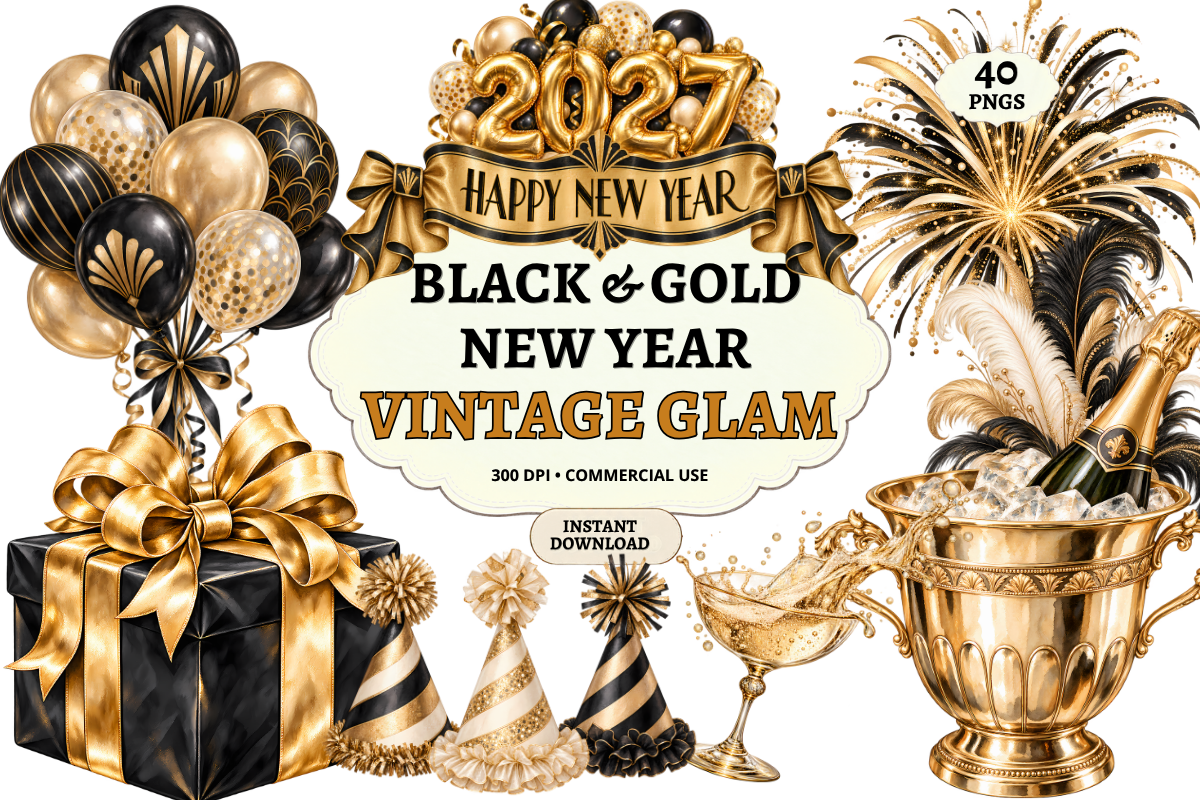 2027 New Year Clipart Bundle