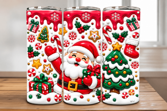3D Christmas Drip Santa & Treats Tumbler