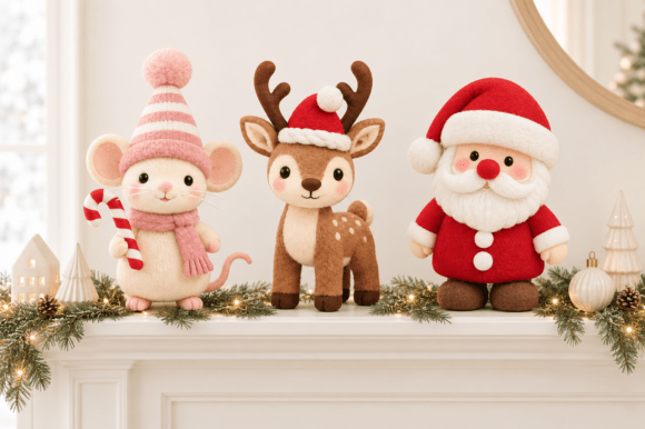 3D Print STL Christmas Character Trio - Santa, Reindeer & Christmas Mouse - Image 2