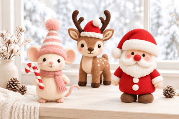 3D Print STL Christmas Character Trio - Santa, Reindeer & Christmas Mouse - Image 3