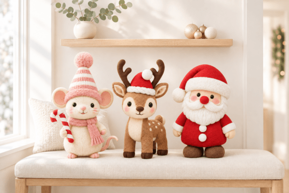 3D Print STL Christmas Character Trio - Santa, Reindeer & Christmas Mouse - Image 4