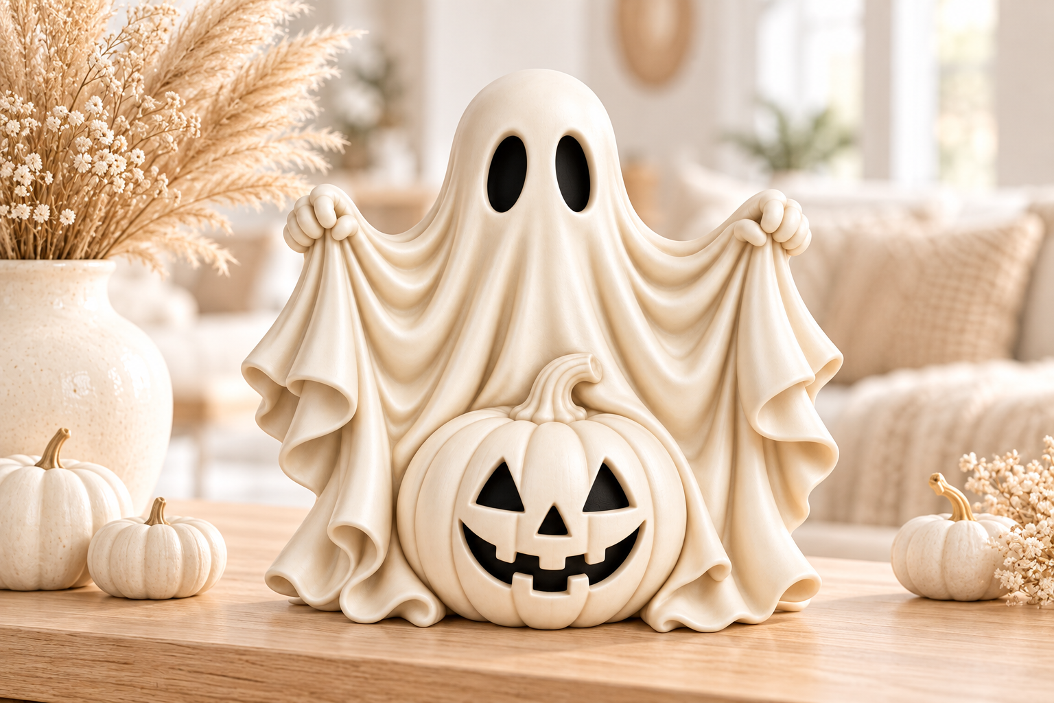Ghost Pumpkin Halloween STL - 3D Printable Jack-o'-Lantern Decor - Image 5
