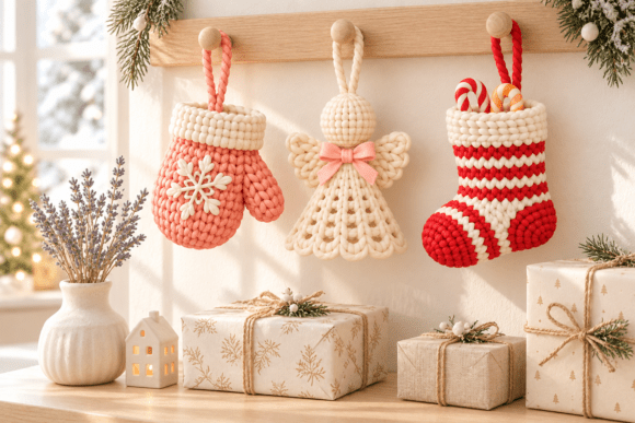 3D Print STL Knitted Christmas Ornaments Set – Stocking, Angel & Mitten - Image 2