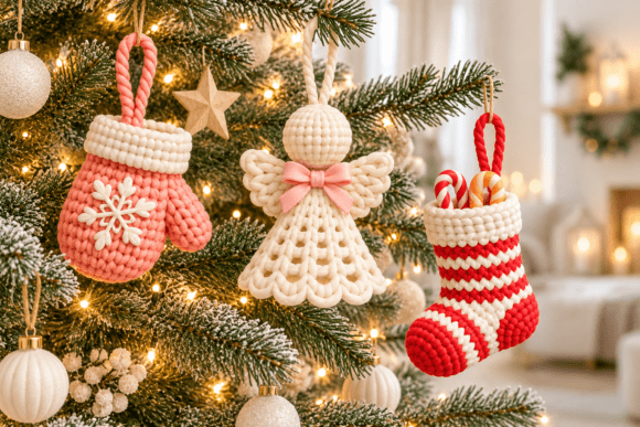 3D Print STL Knitted Christmas Ornaments Set – Stocking, Angel & Mitten - Image 4