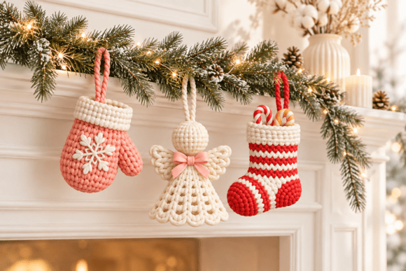 3D Print STL Knitted Christmas Ornaments Set – Stocking, Angel & Mitten - Image 5