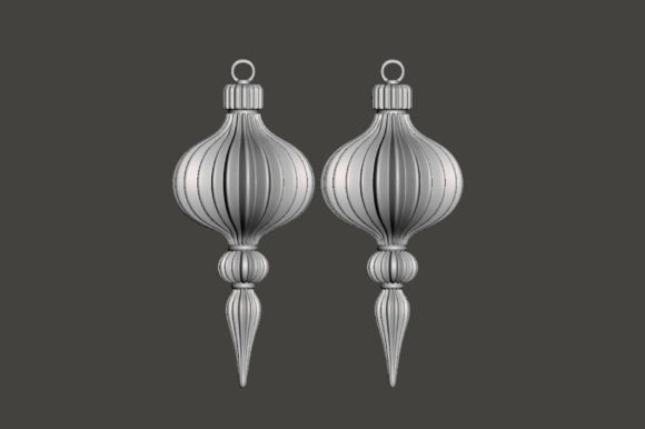 3D Ribbed Christmas Ornament STL File - Set of 2 Printable Holiday Decor - Image 2