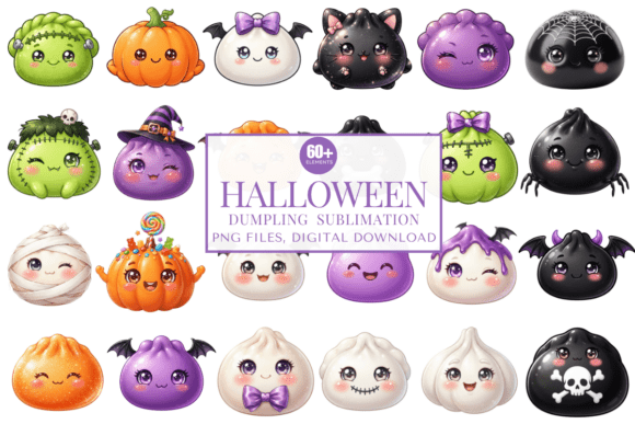 60+ Halloween Dumpling PNG Bundle