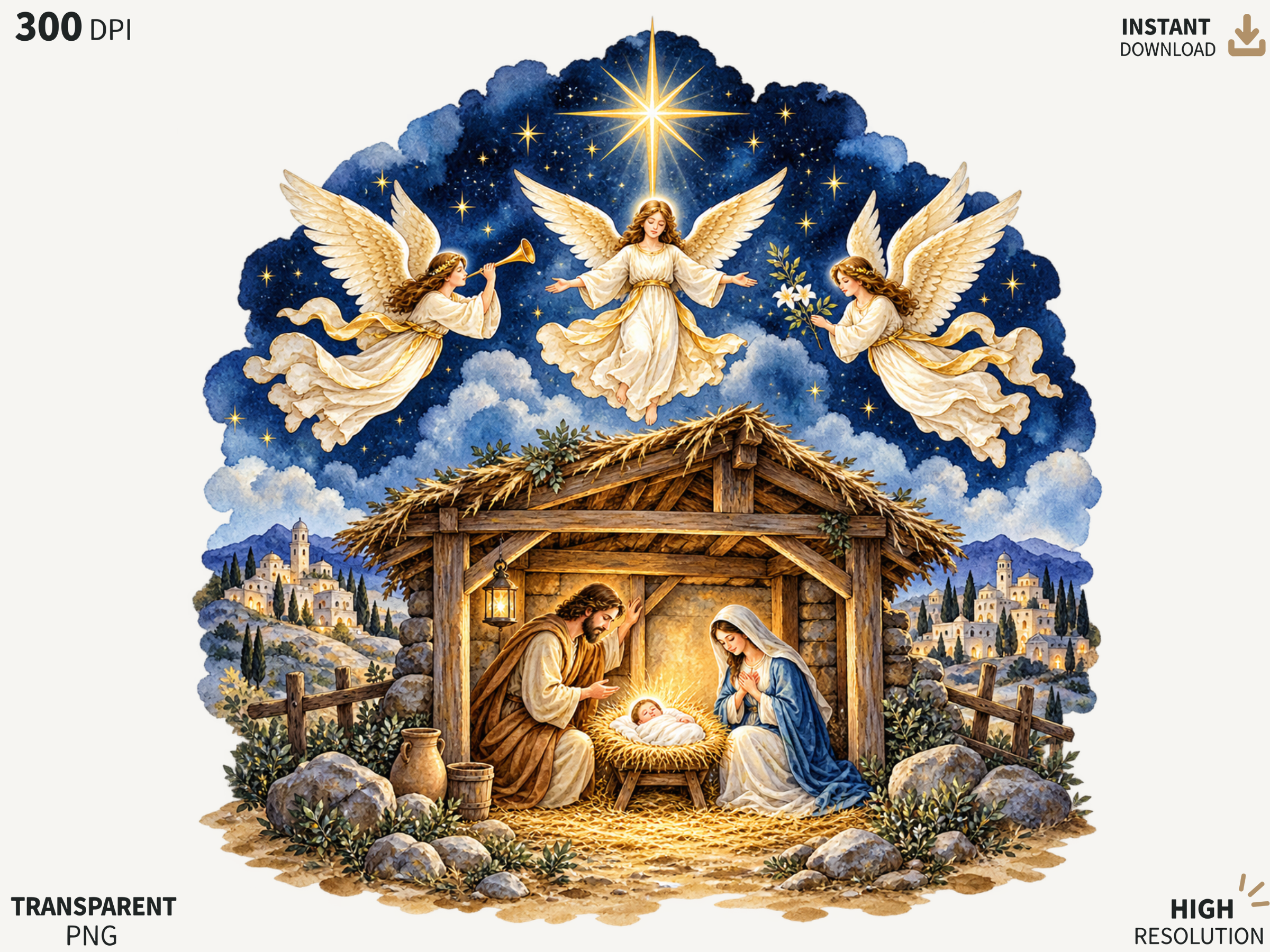 Angel Nativity Christmas PNG, Heavenly M