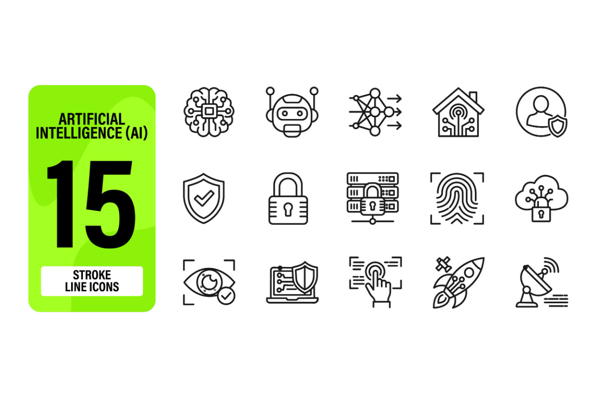 Artificial Intelligence Line Icons Set