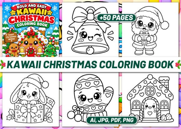 BOLD EASY KAWAII CHRISTMAS COLORING BOOK