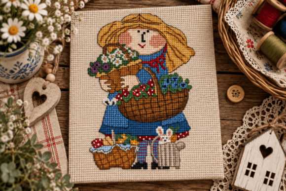 Baskets of Joy Cross Stitch Pattern PDF