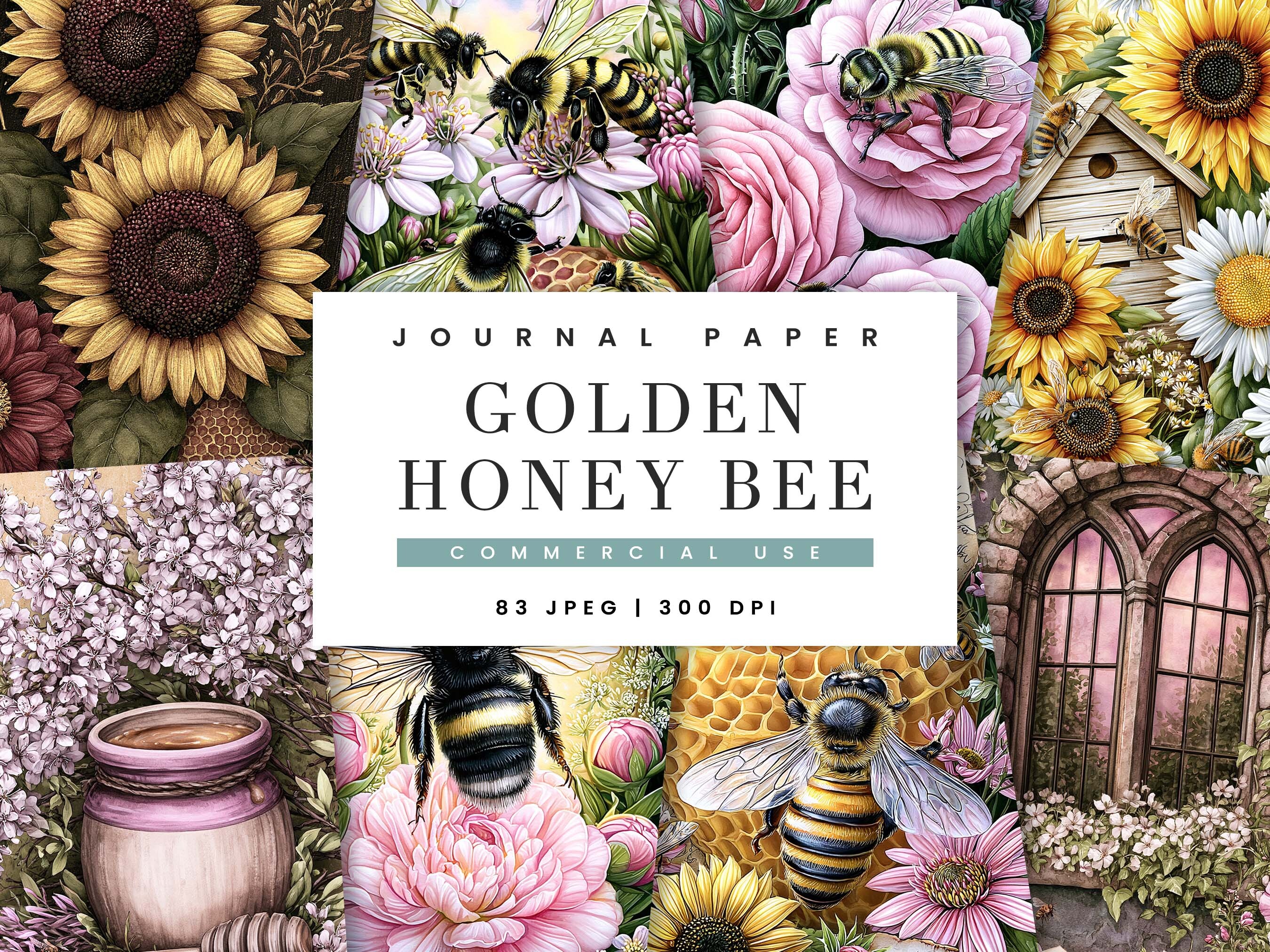Beehive Junk Journal Digital Paper