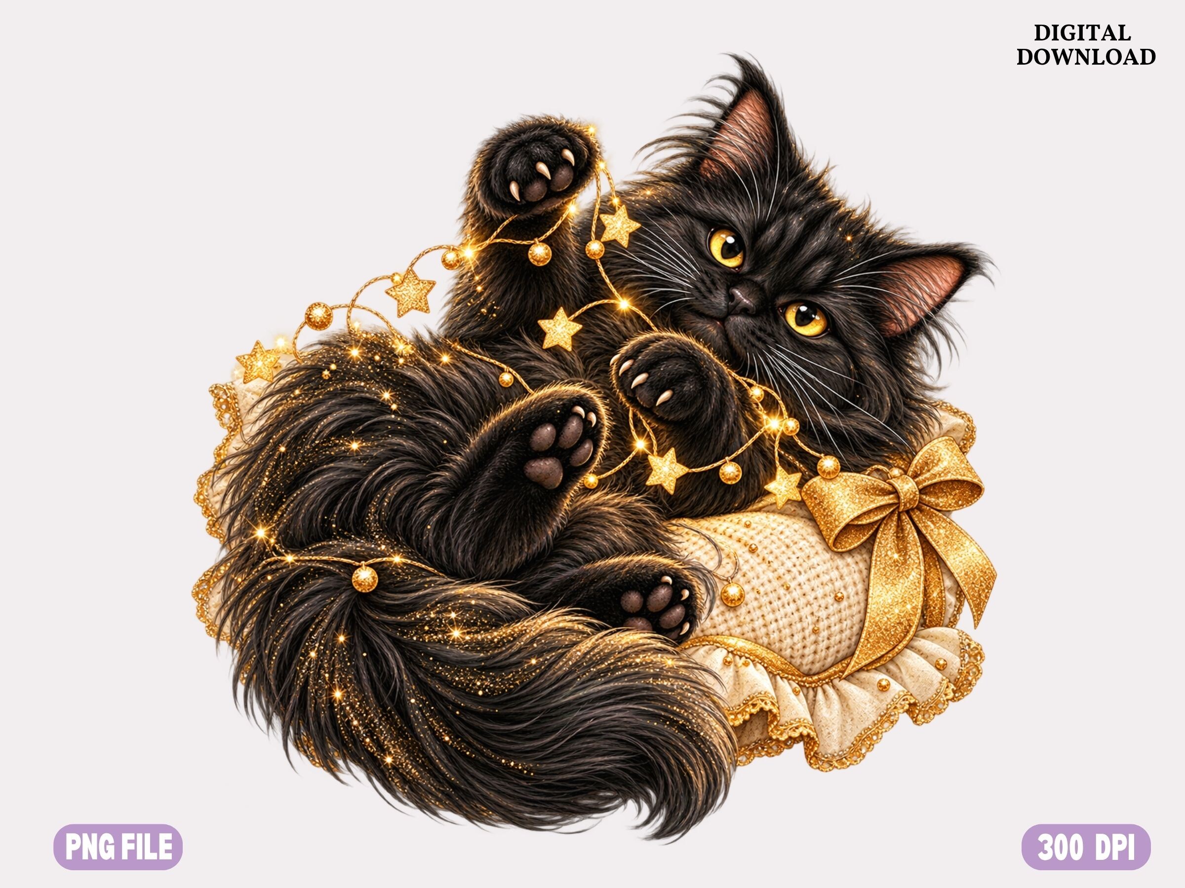 Black Cat Christmas PNG, Cozy Holiday