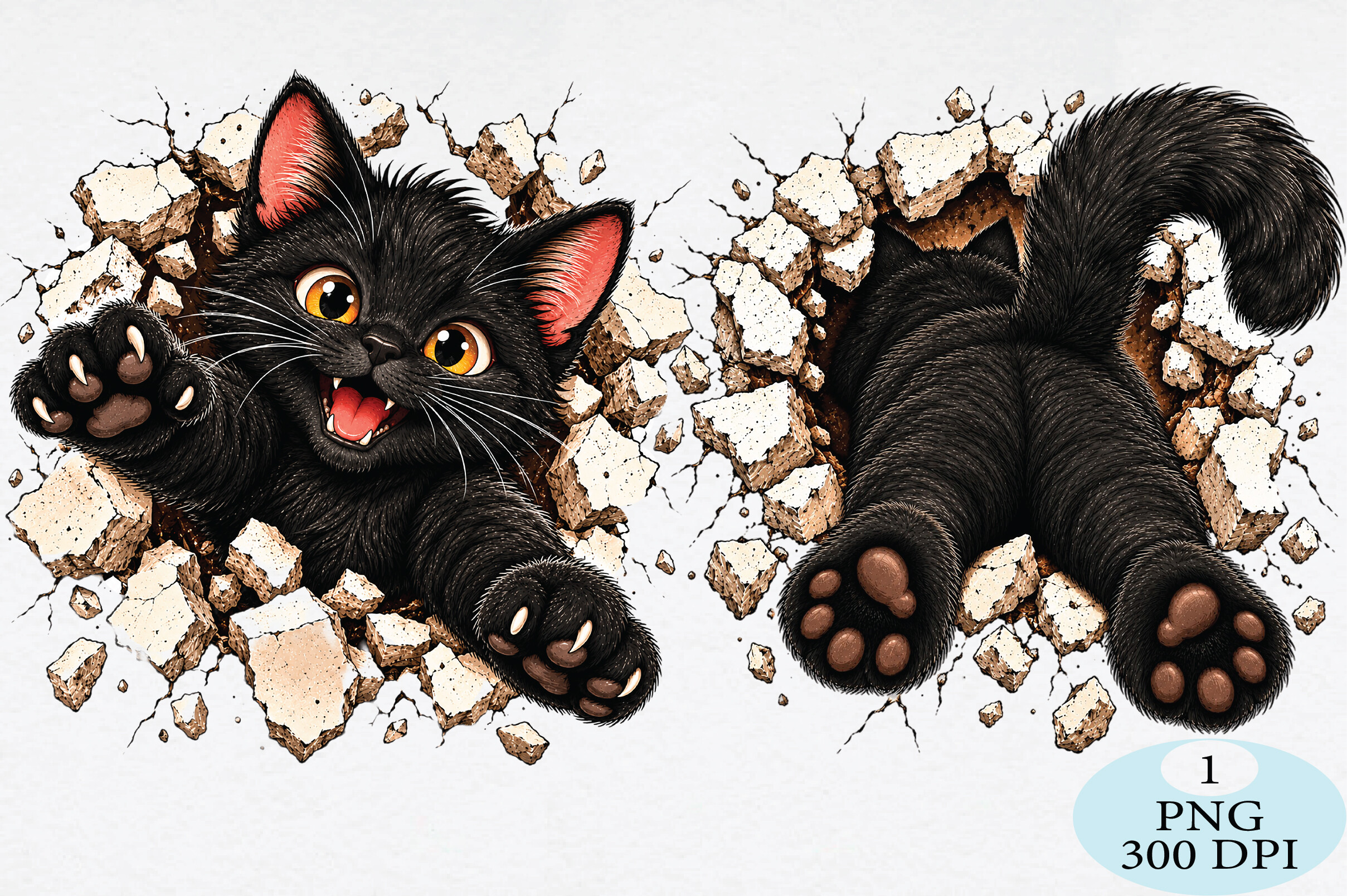 Black Cat Paw Breakthrough PNG