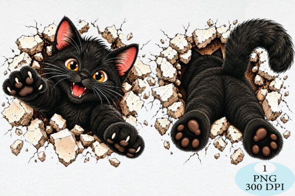 Black Cat Paw Breakthrough PNG