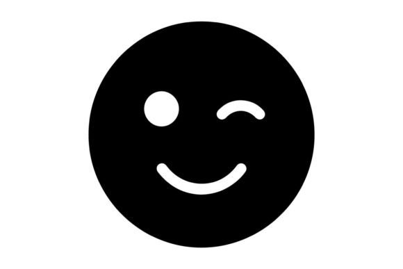 Black and White Winking Smiley Face Icon Graphic Illustrations By sctchcreations