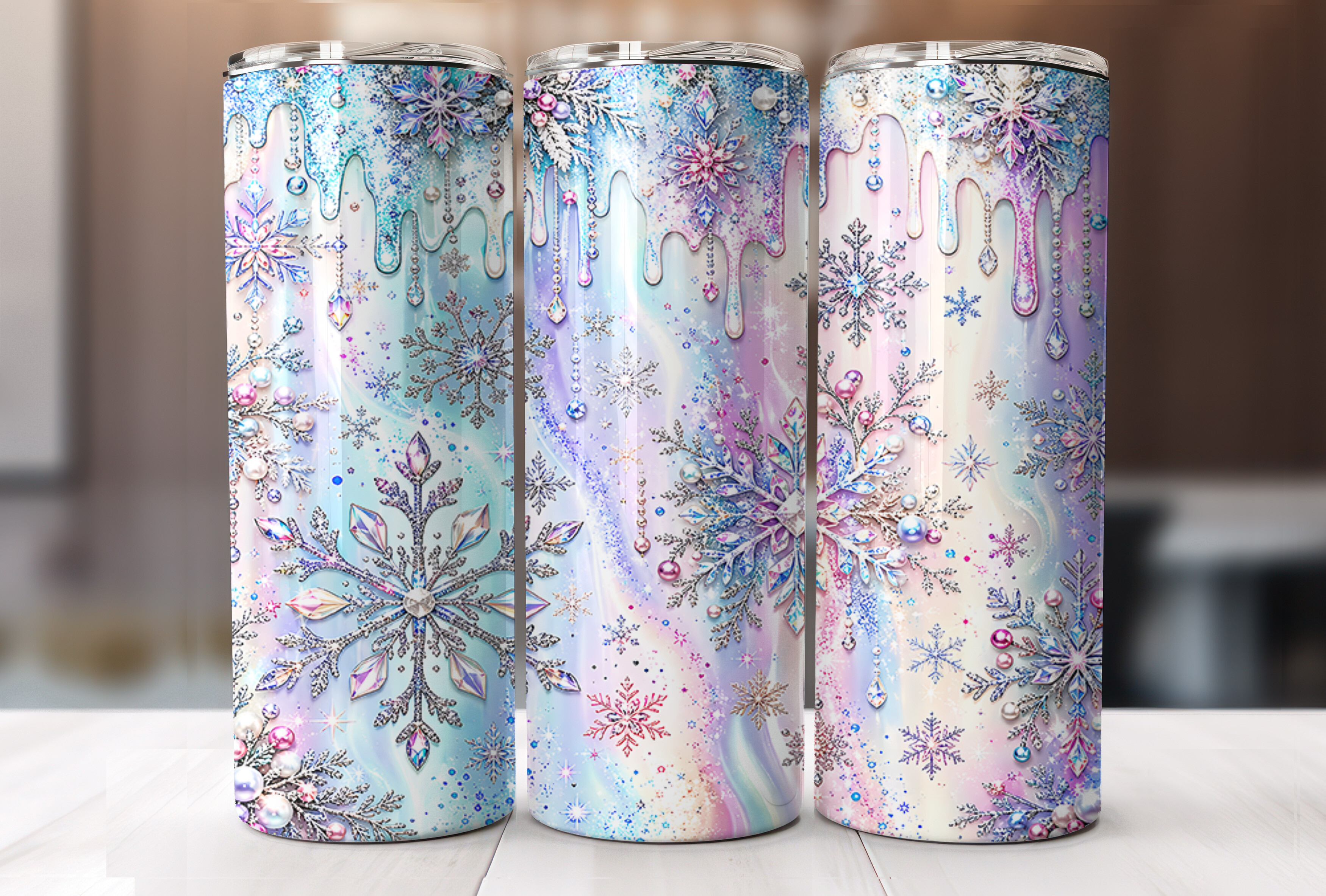 Blue Snowflake Christmas Tumbler Wrap