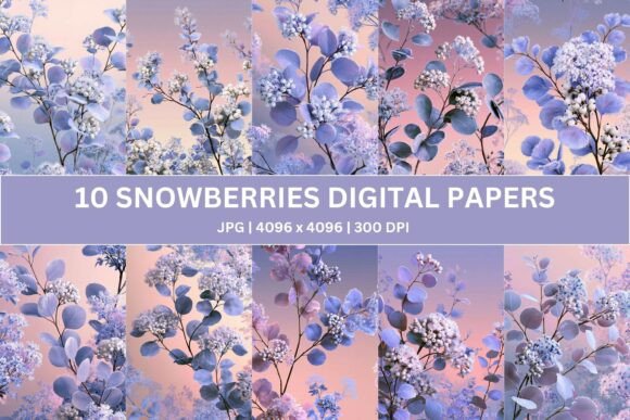 Blush Snowberry Digital Paper