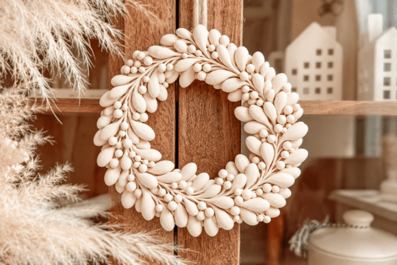 Botanical Christmas Wreath STL – 3D Printable Holiday Wall Decor - Image 1