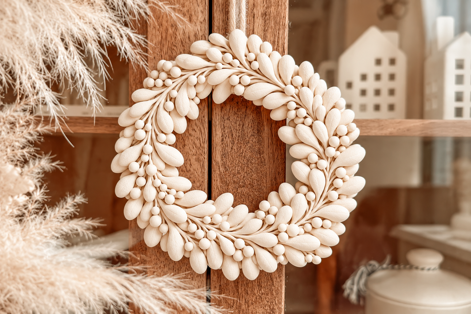 Botanical Christmas Wreath STL – 3D Printable Holiday Wall Decor - Image 3