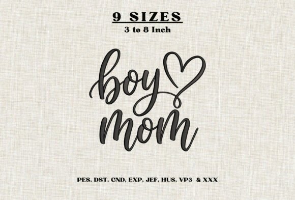 Boy Mom Embroidery Design Boy Mom Hear