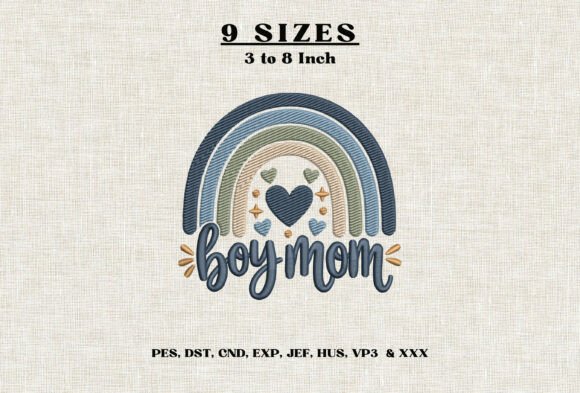 Boy Mom Rainbow Embroidery Design DST