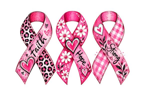 Breast Cancer Ribbon Trio Clipart
