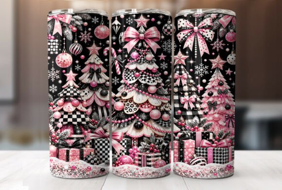 Checkerboard Bow Christmas Tumbler Wrap