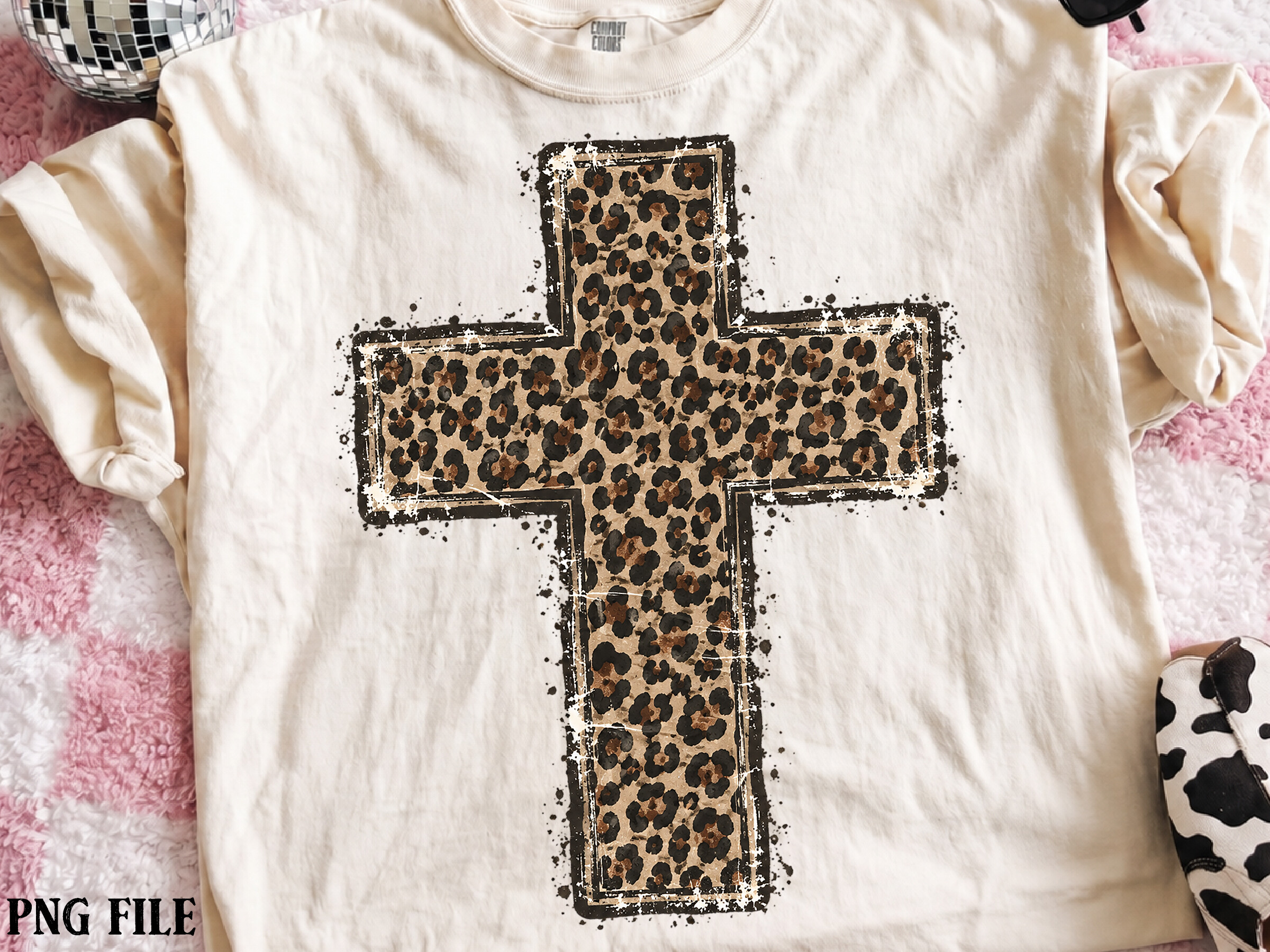 Cheetah Cross Fall Christmas Cross PNG