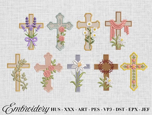 Christian Cross Embroidery Design Bundle
