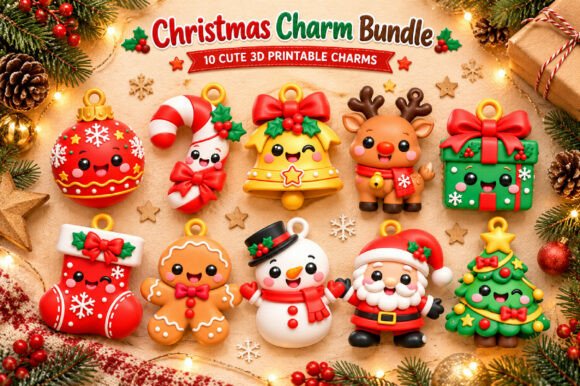 Christmas Charm 3D STL Bundle – 10 Holiday Characters for 3D Printing - Image 2