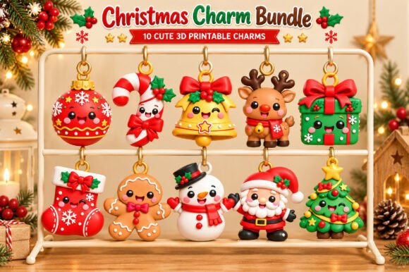 Christmas Charm 3D STL Bundle – 10 Holiday Characters for 3D Printing - Image 3