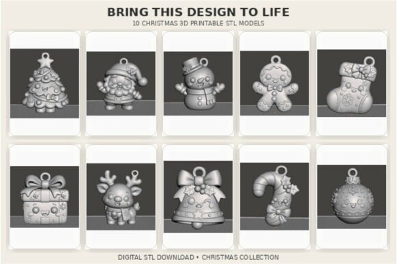 Christmas Charm 3D STL Bundle – 10 Holiday Characters for 3D Printing - Image 5