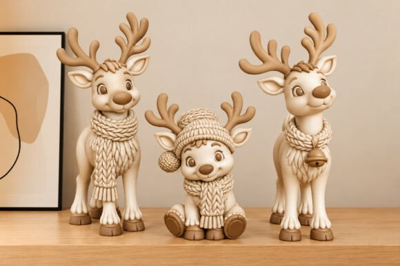 Christmas Deer Figurine 3D Print STL – Festive Holiday Decor Model - Image 3