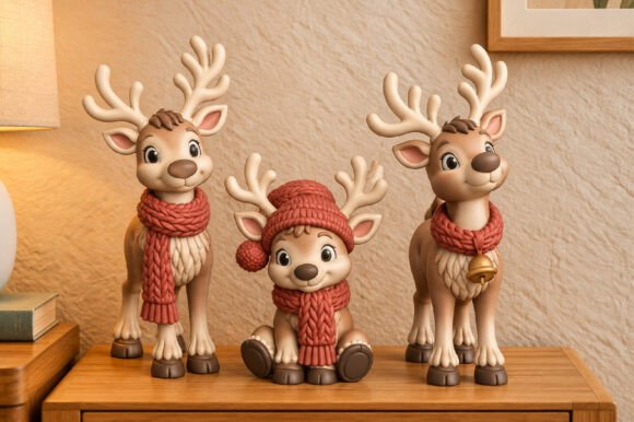 Christmas Deer Figurine 3D Print STL – Festive Holiday Decor Model - Image 4
