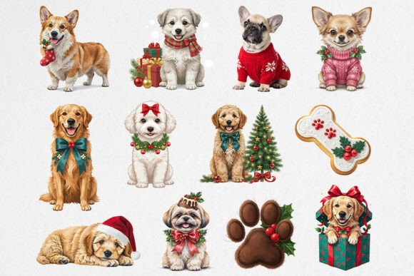 Christmas Dog Clipart Bundle